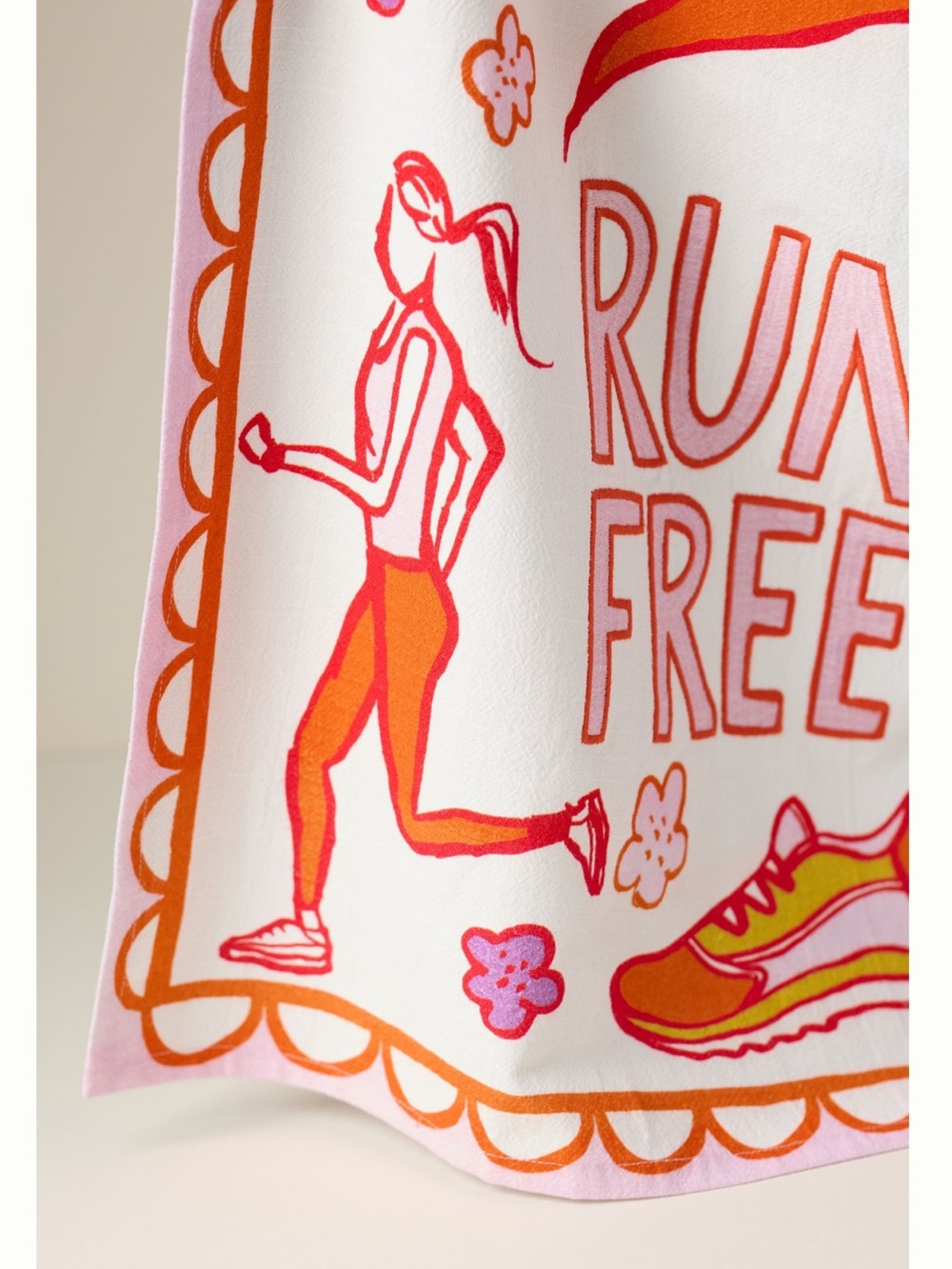 Anthropologie Embroidered Dish Towel Sport Running New Amuse La Bouche Run